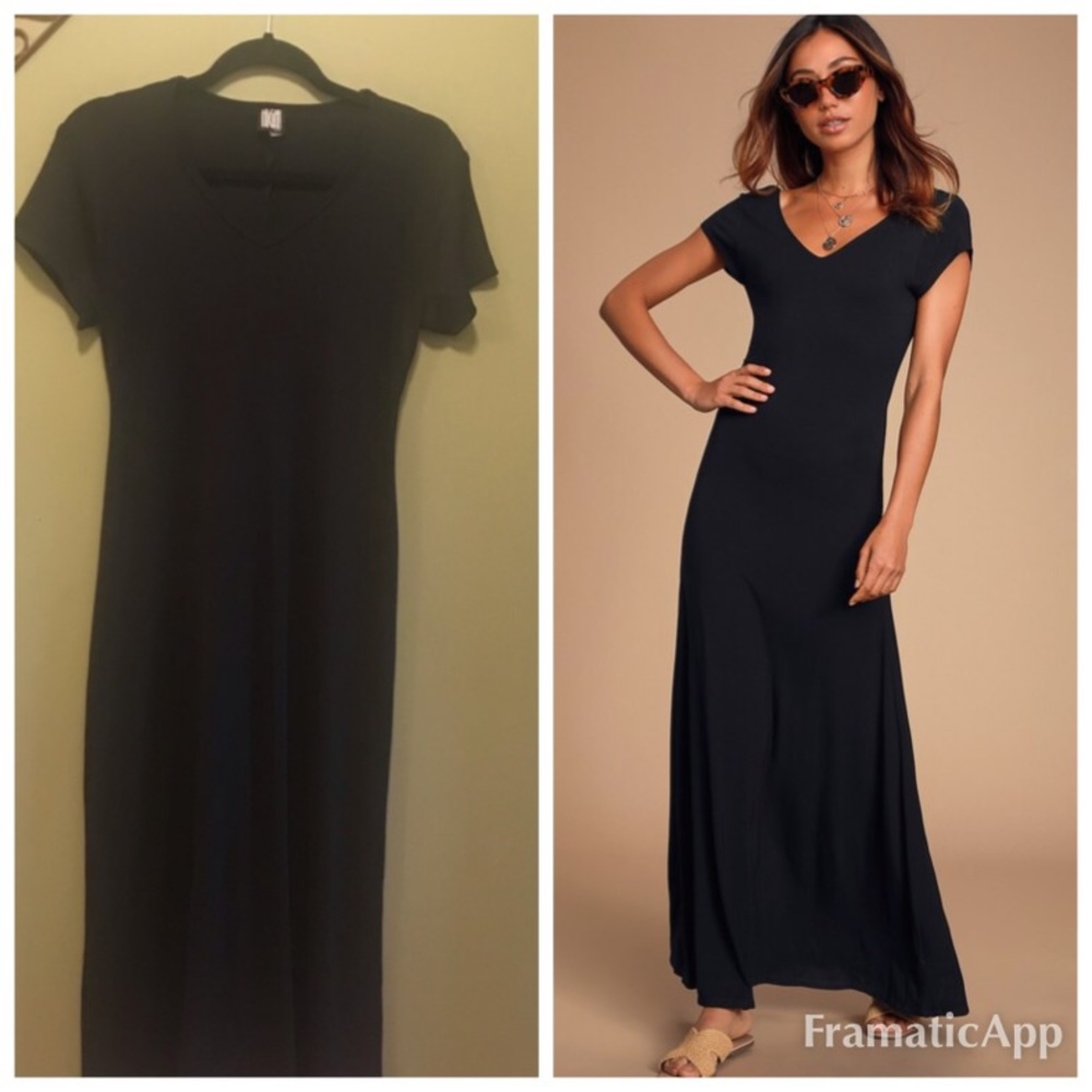 HIGH Maintenance “V” Neck Long Black Dress Sz L